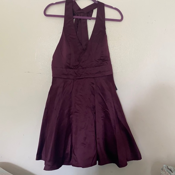 City Studio Plum A-Line Satin Back Bow Dress - Picture 3 of 12